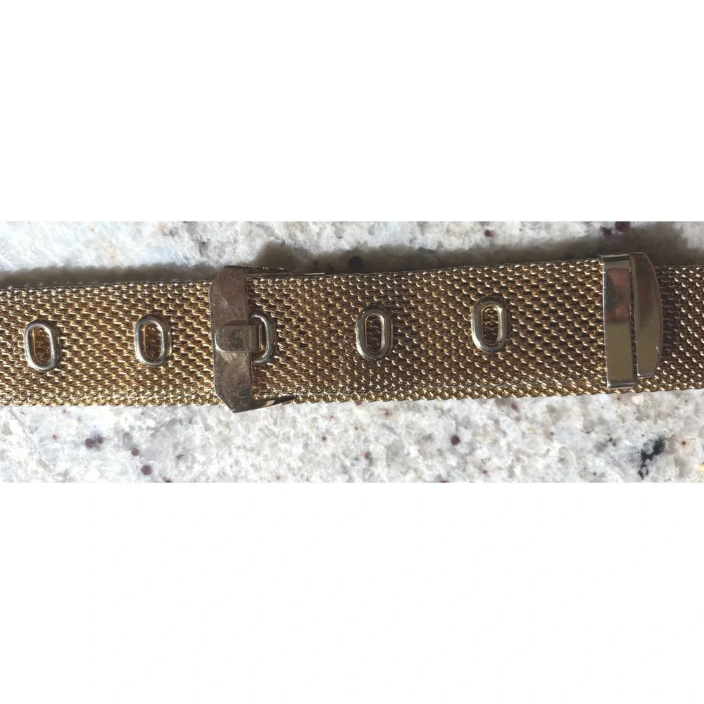Napier Vintage Gold Tone Mesh Belt Woven Metal Adjustable Buckle Accessory